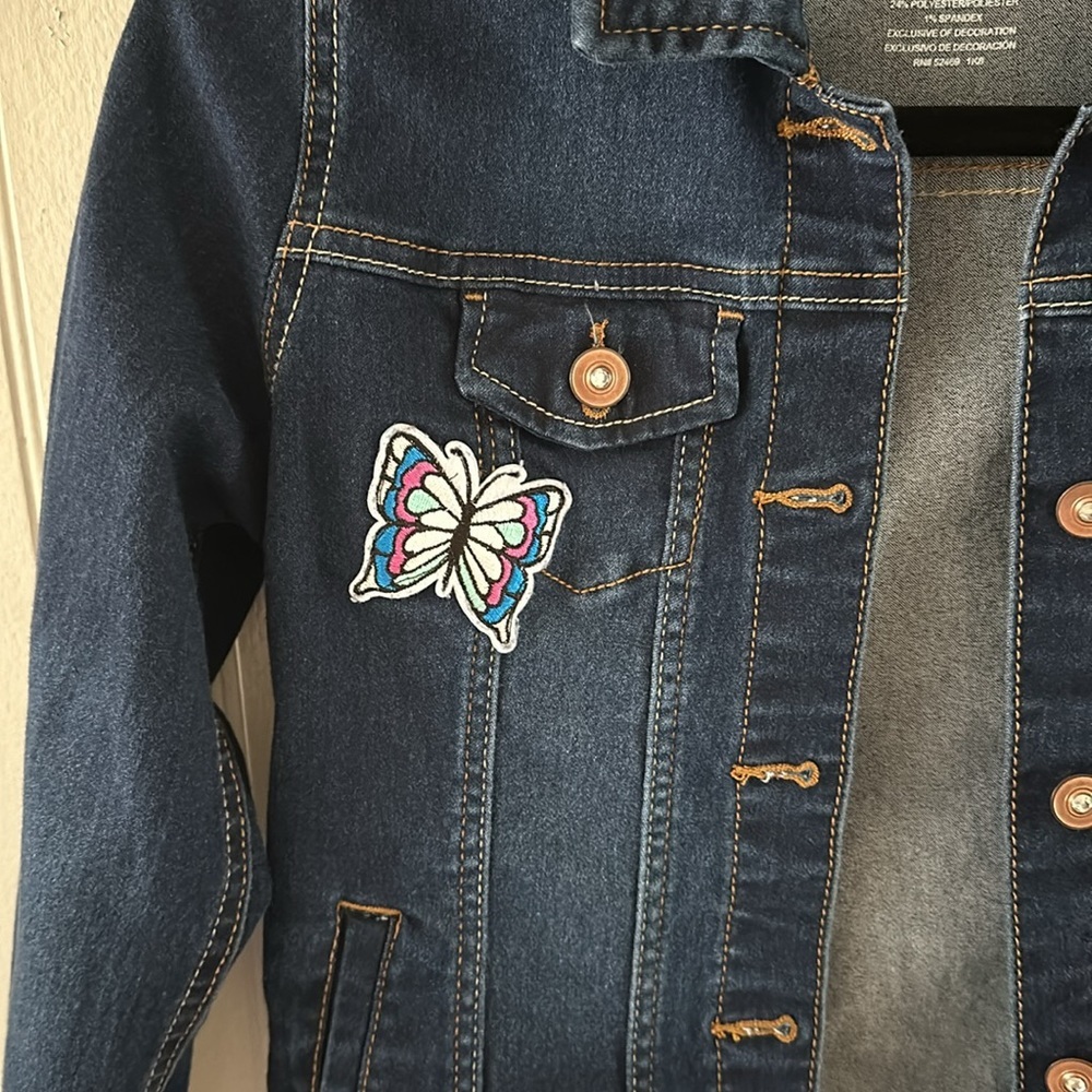 Wonder Nation, Fashion Stretch Denim Jacket with Patchwork Size L/G (10-12) - Picture 4 of 10